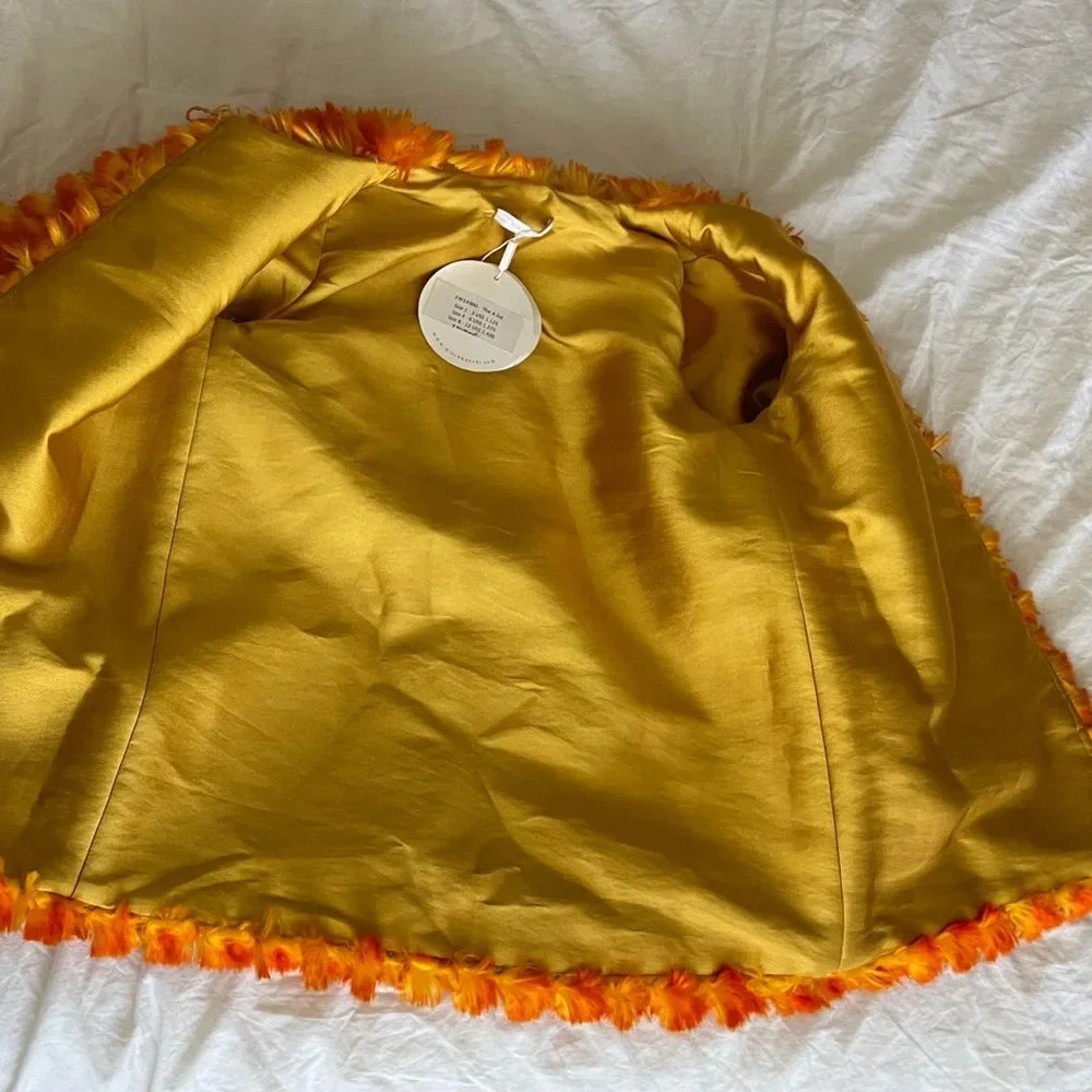 Mischka Aoki Girls The A List Orange Yellow Artificial Fur Jacket